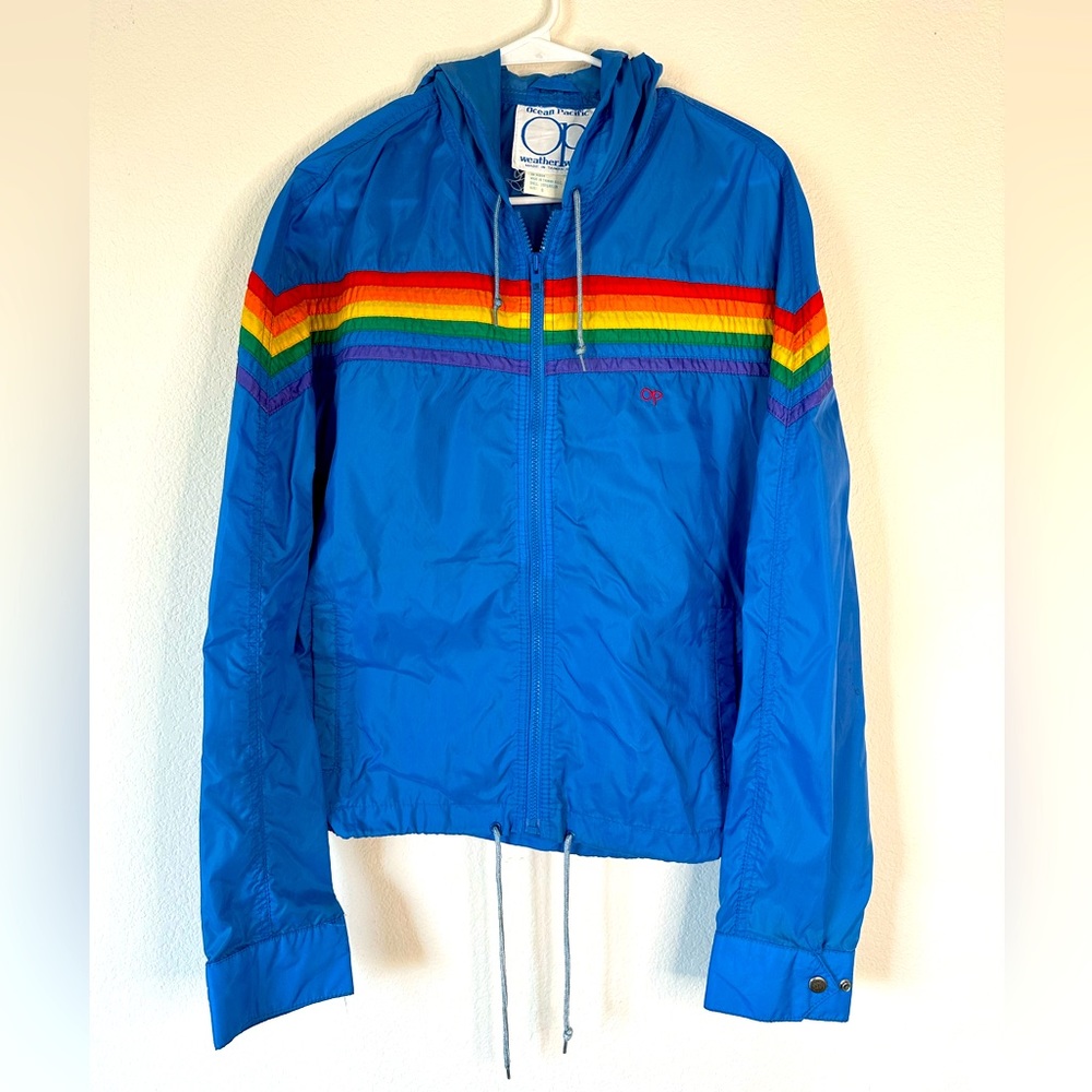 Ocean Pacific Weather Wear Vintage Rainbow Windbreaker (Small)